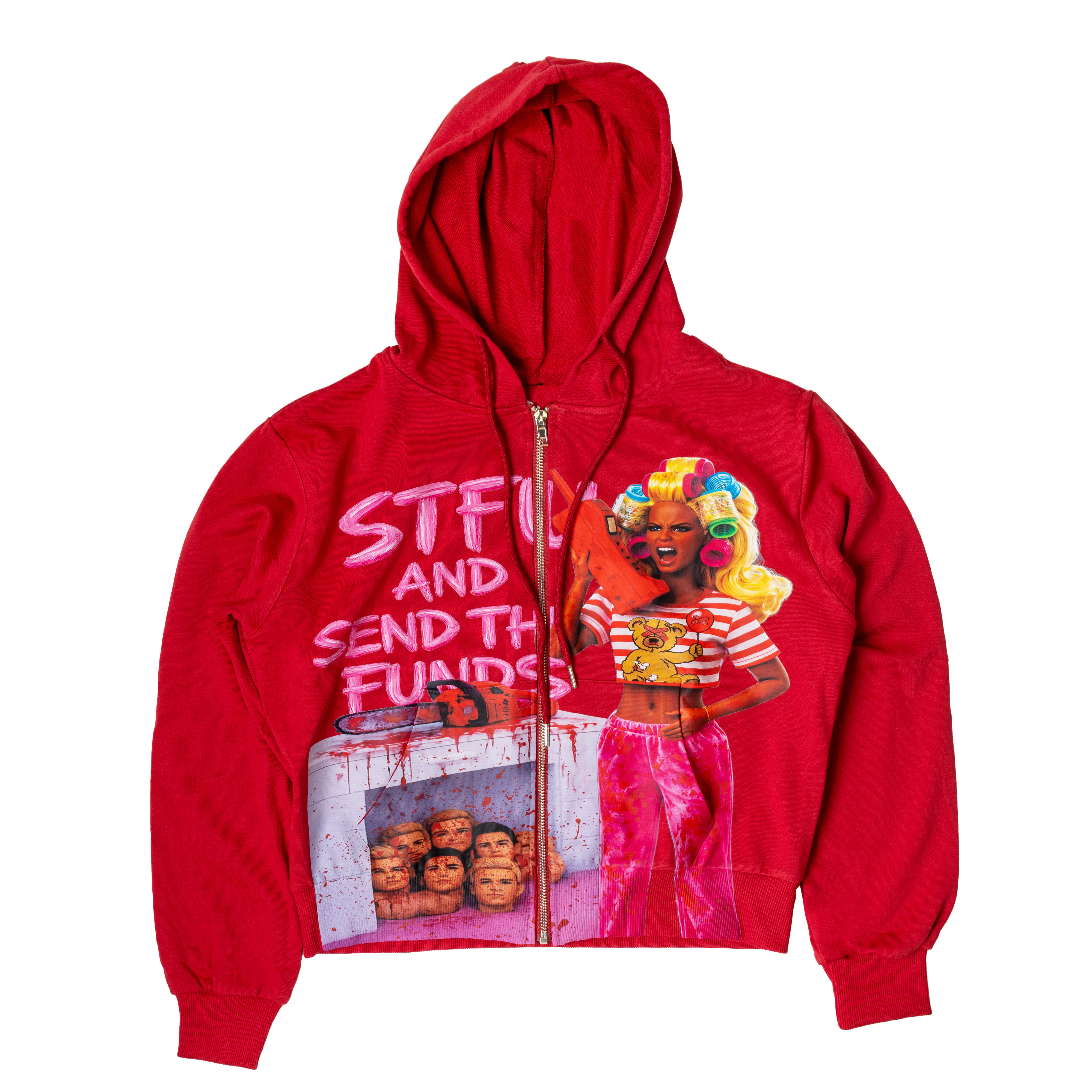 Women’s cropped “ STFU & Send The Funds “ zip hoodie